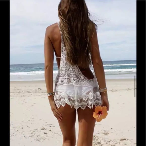 🎉New Boho White Lace Racerback Tank Top - Picture 9 of 9